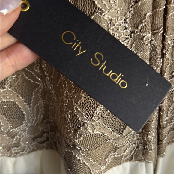 City Studio Lace and Tulle Ruffle Hem Fancy  Dress - Tan and Cream::NWT - Picture 9 of 10